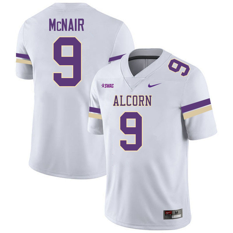 Alcorn State Braves #9 Steve McNair College Football Jerseys,Uniforms Stitched-White